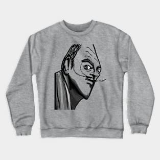 Salvador Dali portrait sketch outline and white eyes Crewneck Sweatshirt